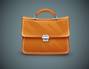Leather briefcase. Eps10 vector illustration on dark background