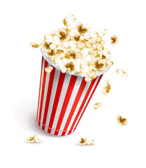 Paper glass full of popcorn. Eps10 vector illustration. - obrazy, fototapety, plakaty
