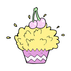 cartoon exploding cupcake