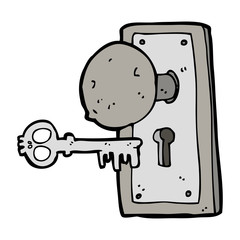 cartoon spooky old door knob