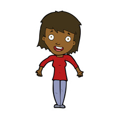 cartoon woman shrugging shoulders