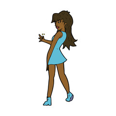 cartoon woman posing in dress