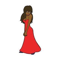 cartoon pretty woman in dress