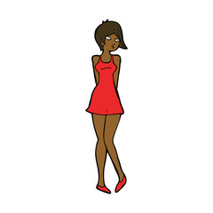 cartoon pretty woman in dress
