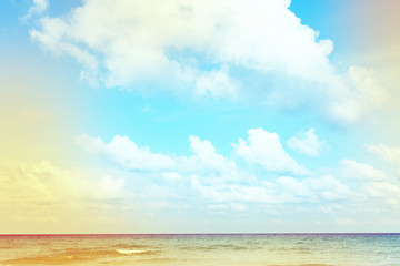 View of the sea in grunge and retro vintage style.