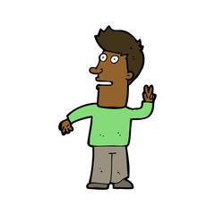 cartoon man making peace sign