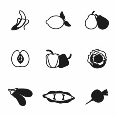 Vector Fruit and Vegetables icon set