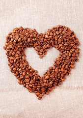 heart from coffee beans