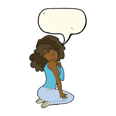 cartoon woman posing with speech bubble