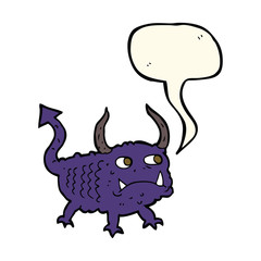 cartoon little demon with speech bubble