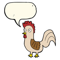 cartoon rooster with speech bubble