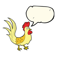 cartoon cockerel with speech bubble