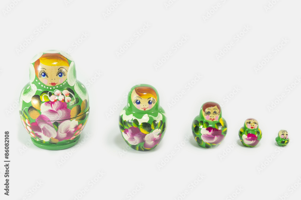 Wall mural Russian dolls isolated