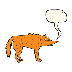 cartoon fox with speech bubble