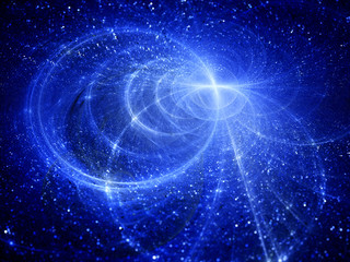 Fototapeta premium Blue glowing circular trajectories ins space