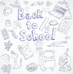 Back to School doodles card with Lettering