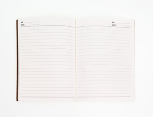 open notebook on white background