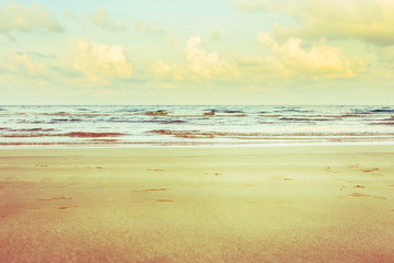 View of the sea in grunge and retro vintage style.