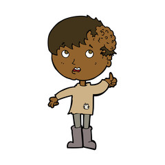 cartoon boy with growth on head