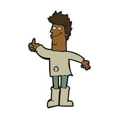 cartoon positive thinking man in rags