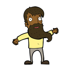 cartoon man with beard waving