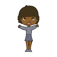 cartoon woman waving