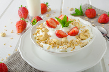 Domestic yogurt with strawberries