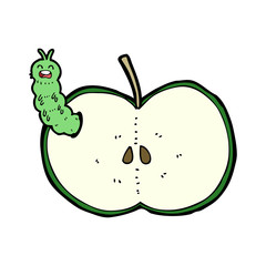 cartoon bug eating apple