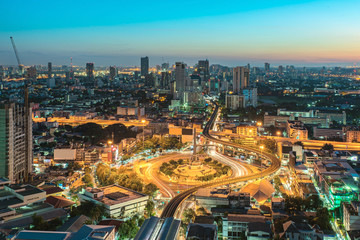 Fototapeta na wymiar Victory Monument in downtown of Bangkok,Thailand