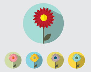 Flower Paper Style with Long shadow