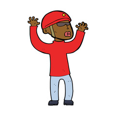 cartoon security man panicking