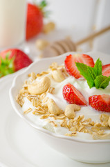 Domestic yogurt with strawberries