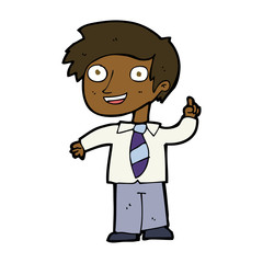 cartoon school boy with idea