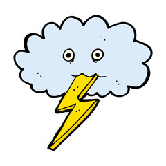 cartoon lightning bolt and cloud