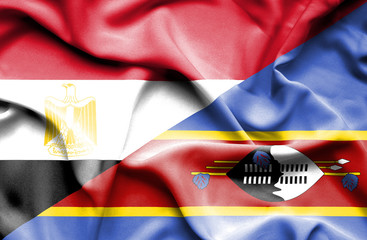Fototapeta premium Waving flag of Swazliand and Egypt