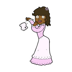 cartoon victorian woman dropping handkerchief
