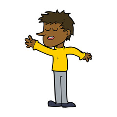 cartoon happy man reaching