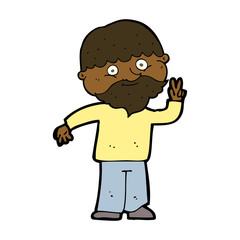 cartoon man giving peace sign