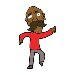 cartoon sad old man pointing