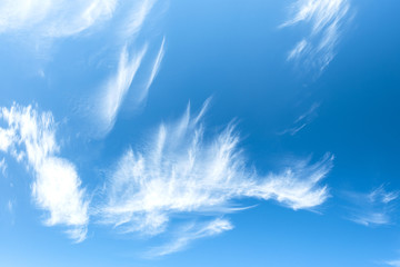 Beautiful fluffy clouds on blue sky