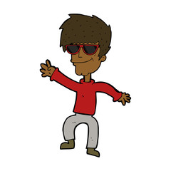 cartoon waving cool guy