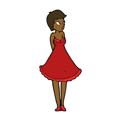 cartoon pretty woman in dress