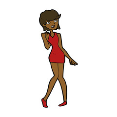 cartoon woman in cocktail dress