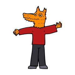 cartoon happy fox man