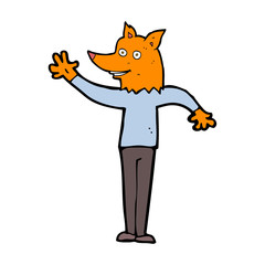 cartoon waving fox man