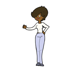 cartoon woman waving