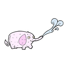cartoon funny little elephant squirting water