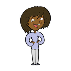 cartoon excited woman