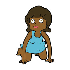 cartoon woman on all fours