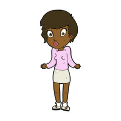 cartoon woman shrugging shoulders